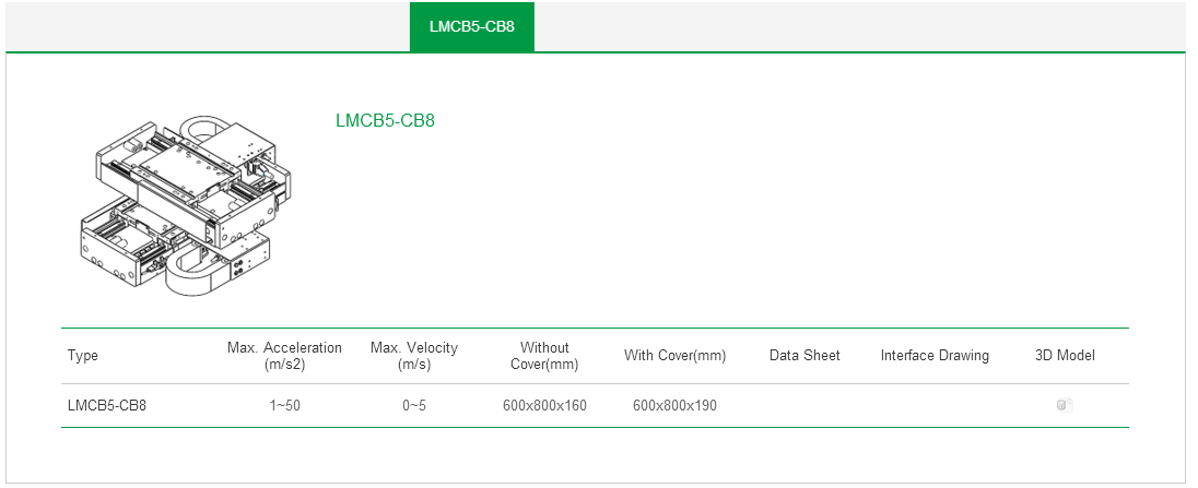 标准LMCB5-CB8上银直线电机双轴定位平台