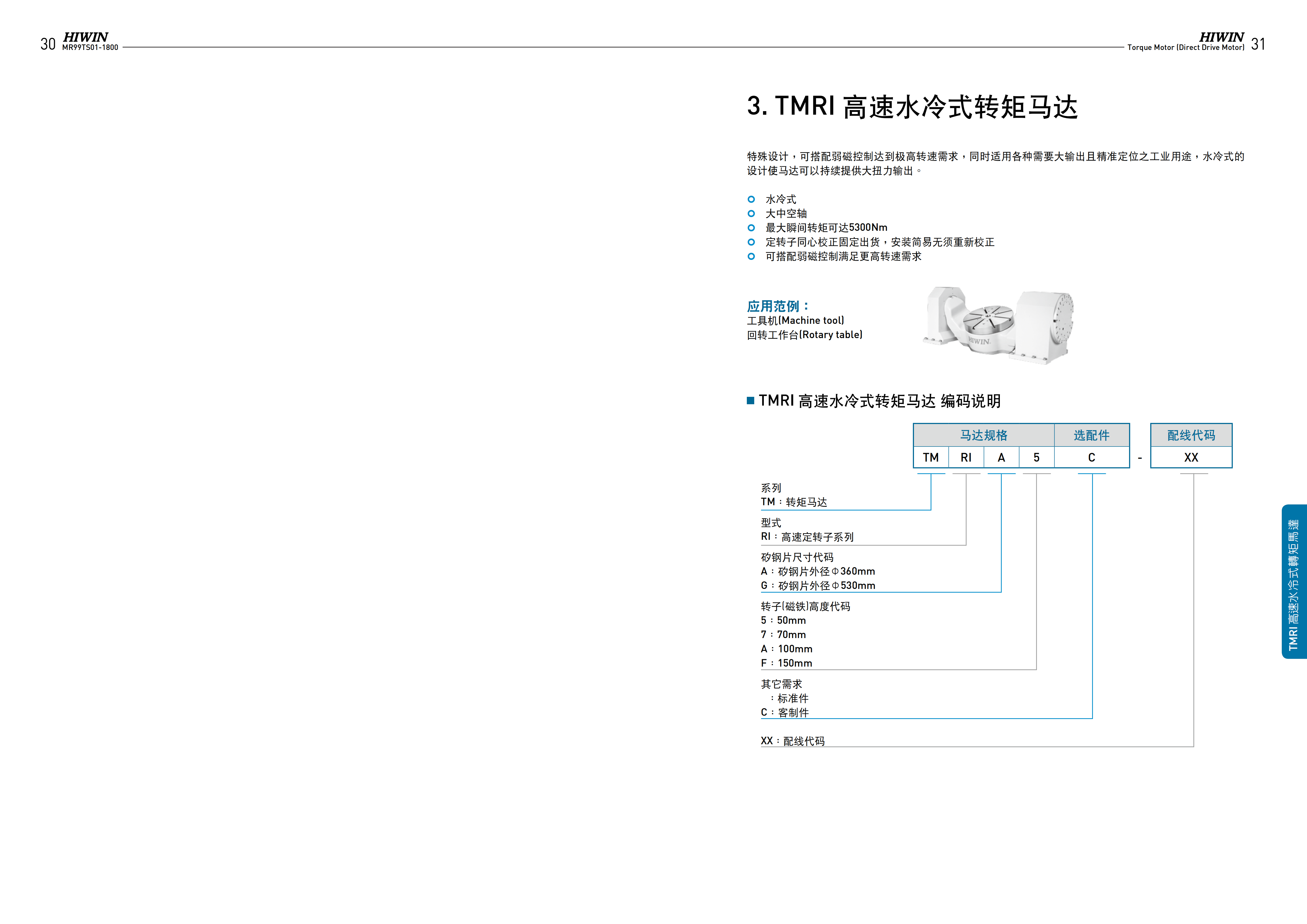 上银水冷式力矩电机TMRIG5-WD